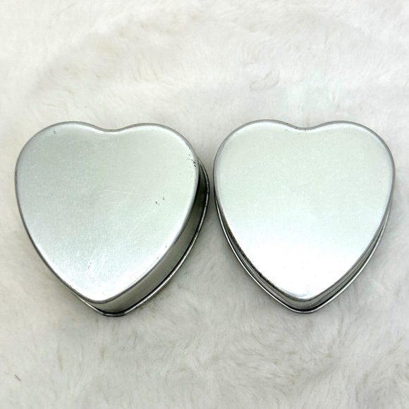 Two (2) Heart Shape Tin Boxes w/Clear Lids (2" x 2" x 1") - Picture 2 of 3